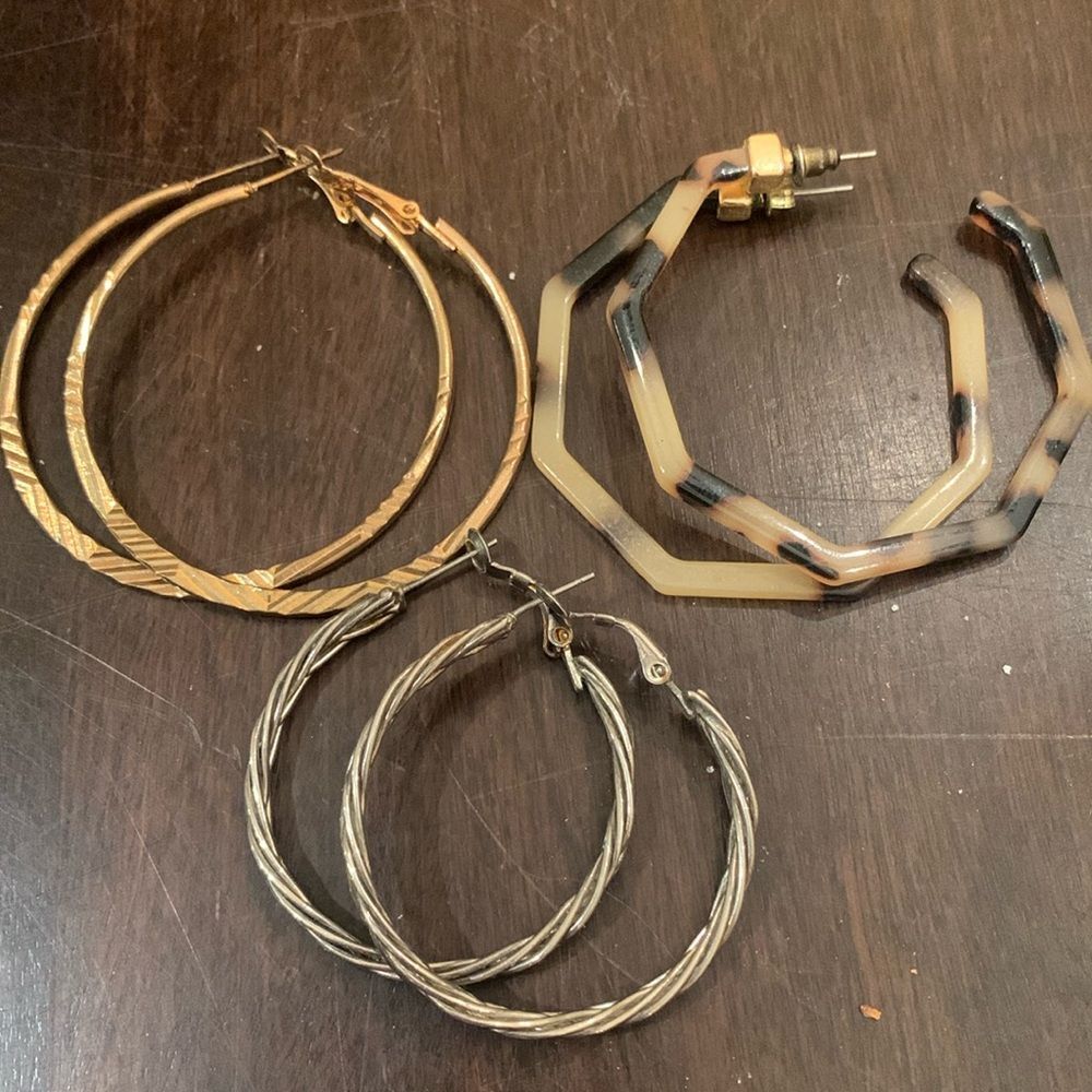 Set of three hoop earrings